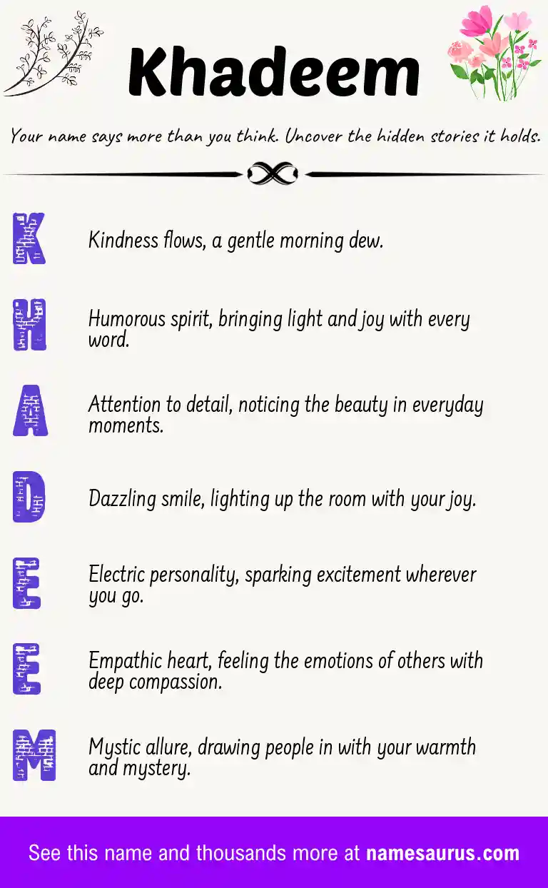 Acrostic poem about Khadeem.