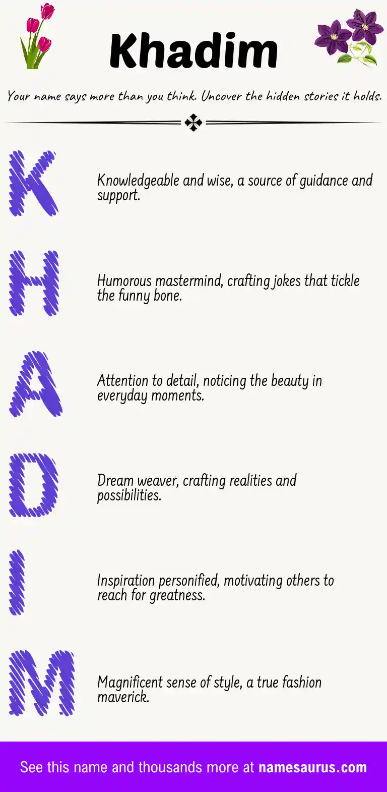Acrostic poem about Khadim.