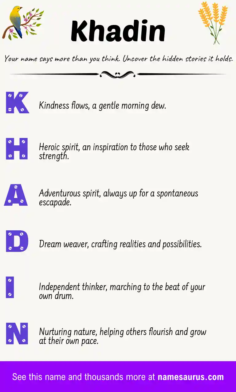 Acrostic poem about Khadin.