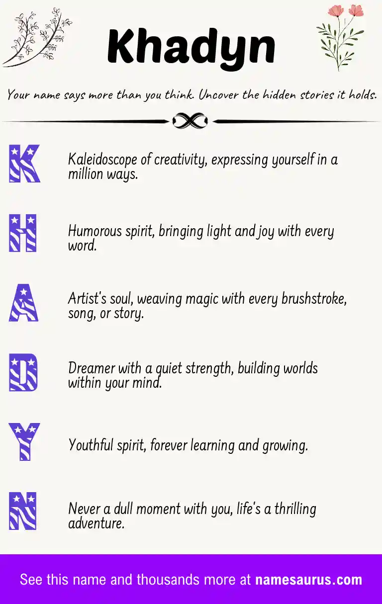 Acrostic poem about Khadyn.