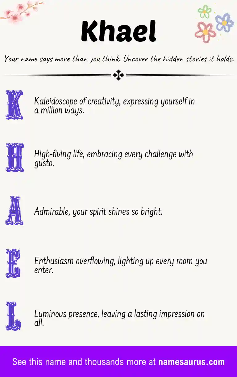 Acrostic poem about Khael.
