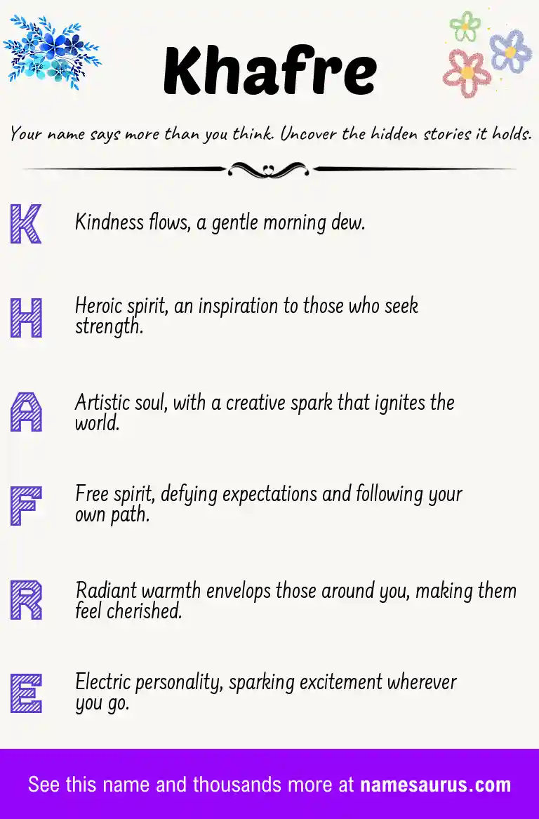 Acrostic poem about Khafre.