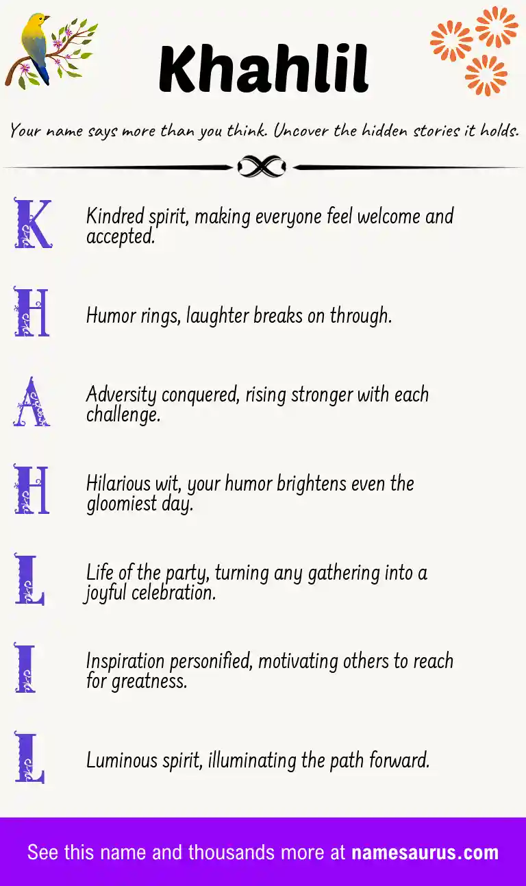 Acrostic poem about Khahlil.