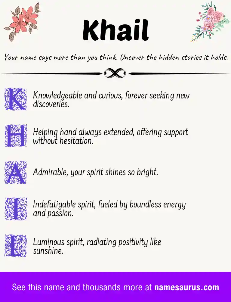 Acrostic poem about Khail.