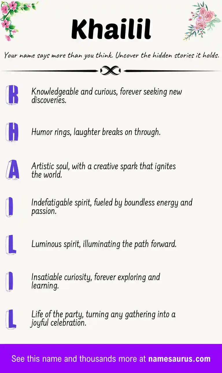 Acrostic poem about Khailil.
