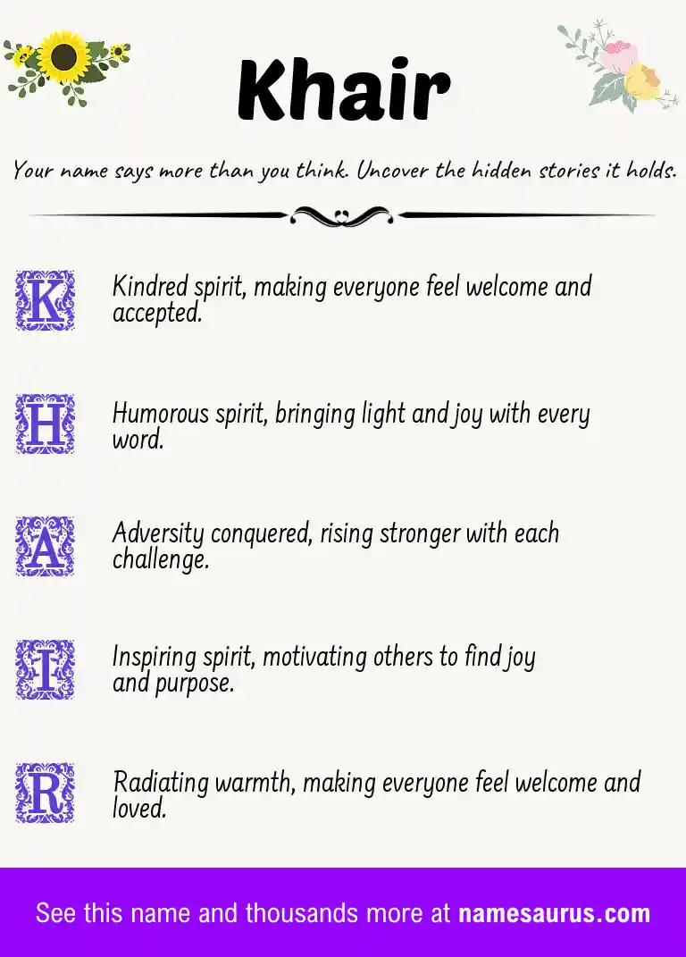 Acrostic poem about Khair.