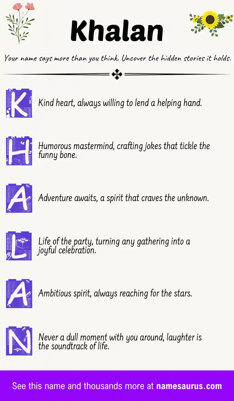 Acrostic poem about Khalan.