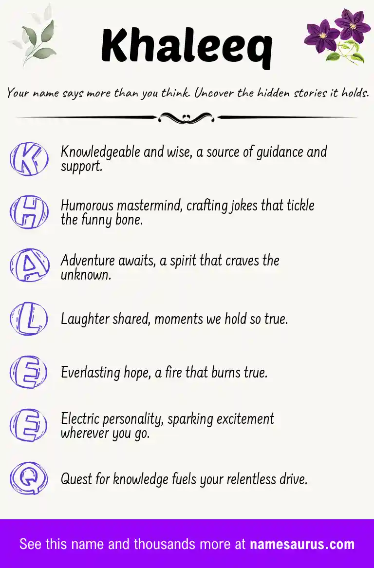 Acrostic poem about Khaleeq.