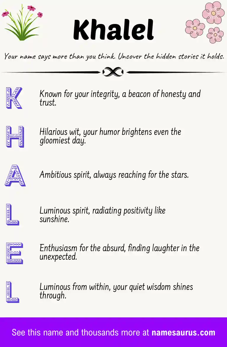 Acrostic poem about Khalel.