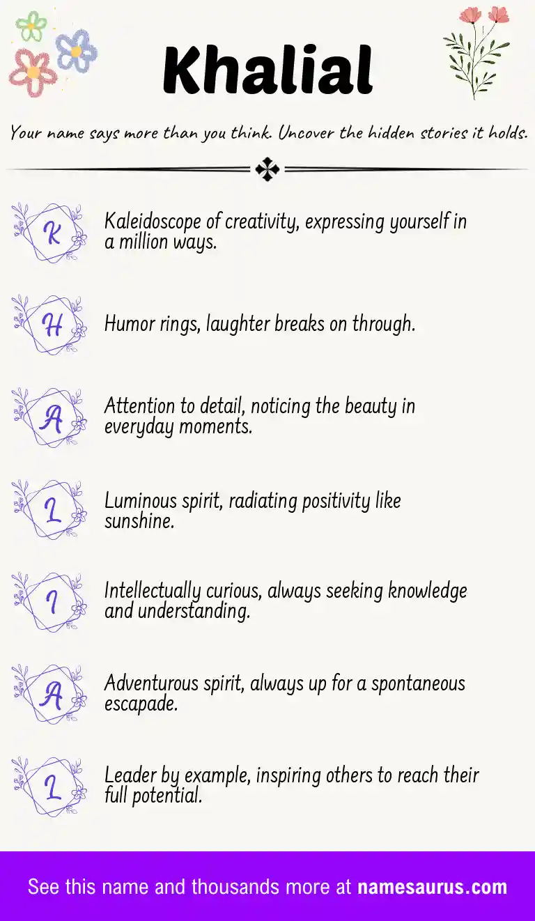 Acrostic poem about Khalial.