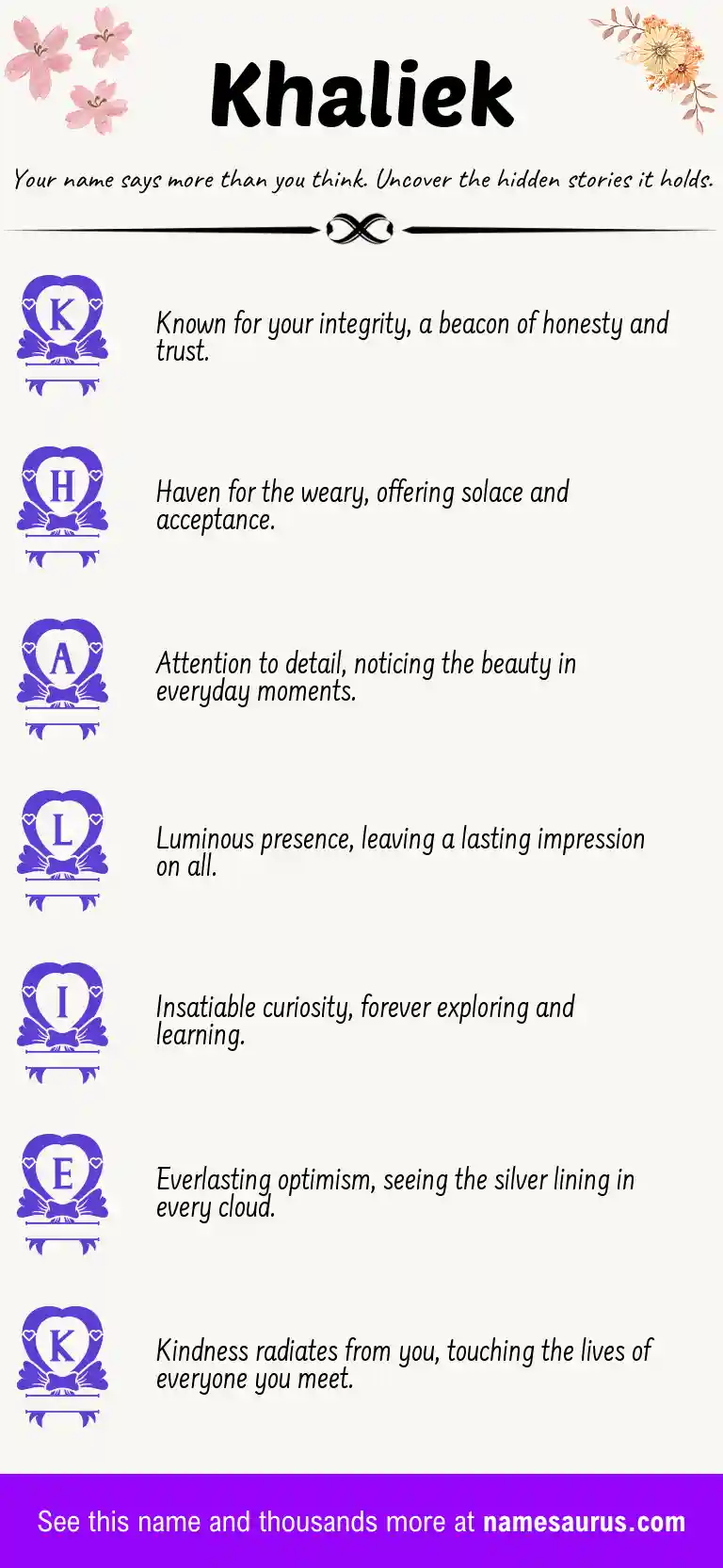 Acrostic poem about Khaliek.