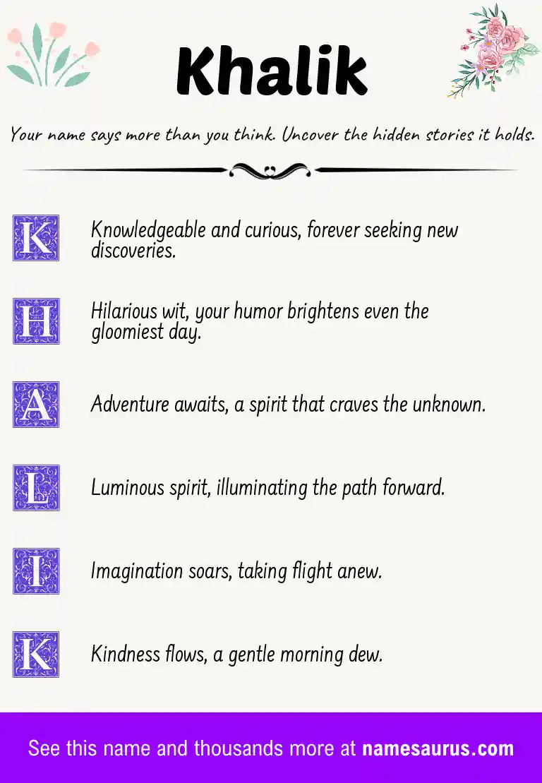 Acrostic poem about Khalik.