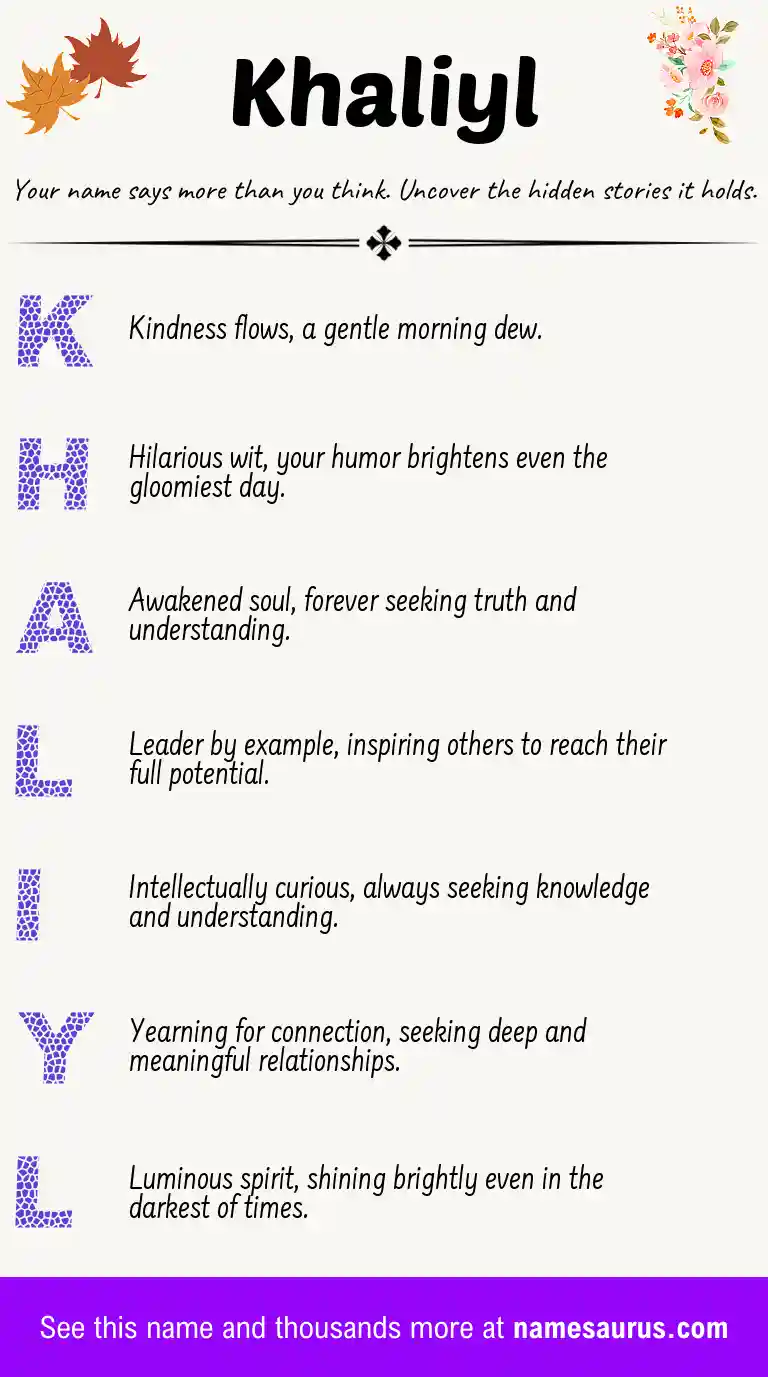 Acrostic poem about Khaliyl.