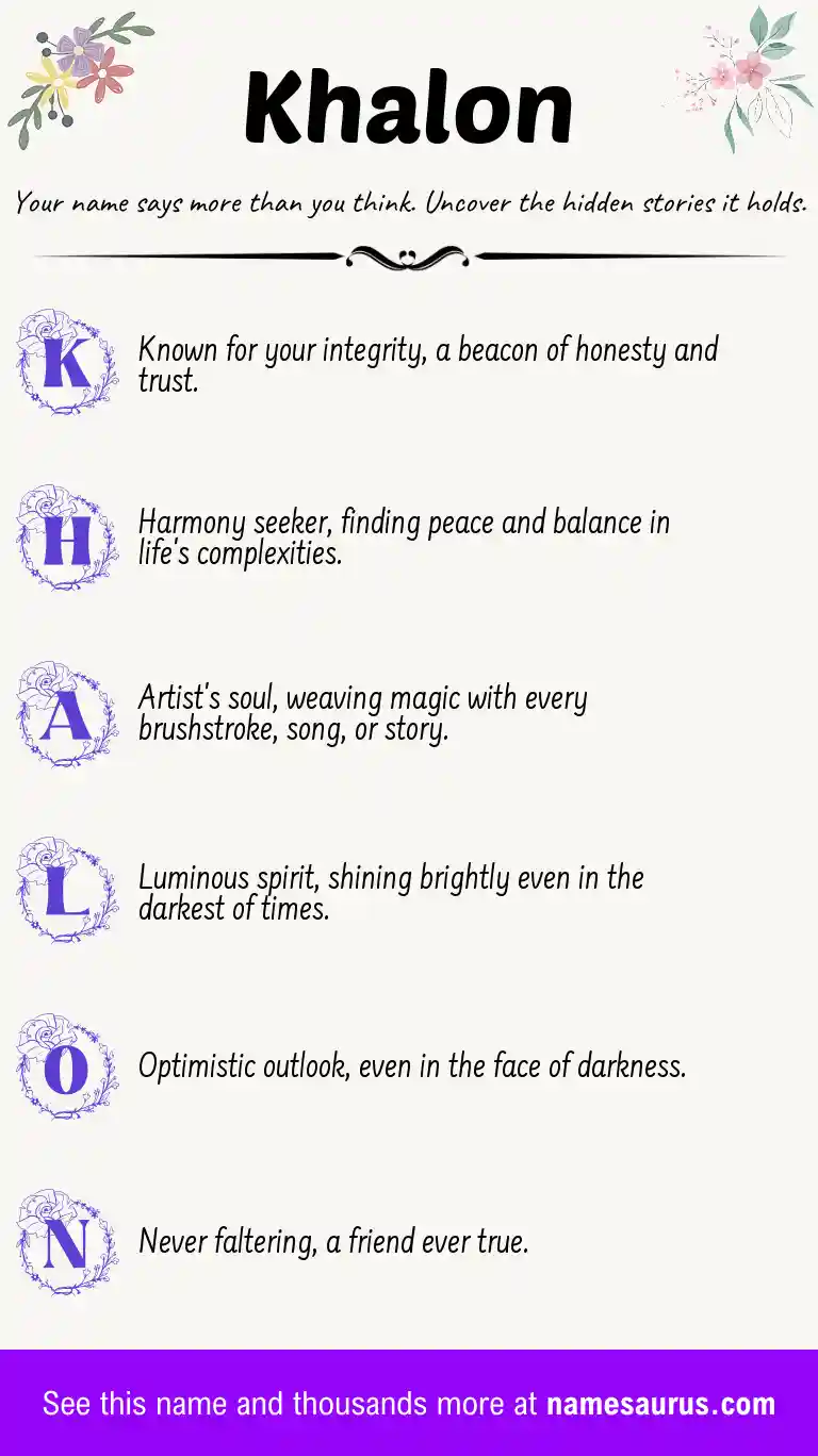 Acrostic poem about Khalon.