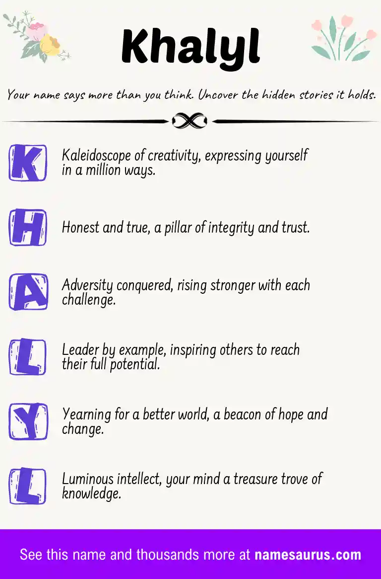 Acrostic poem about Khalyl.