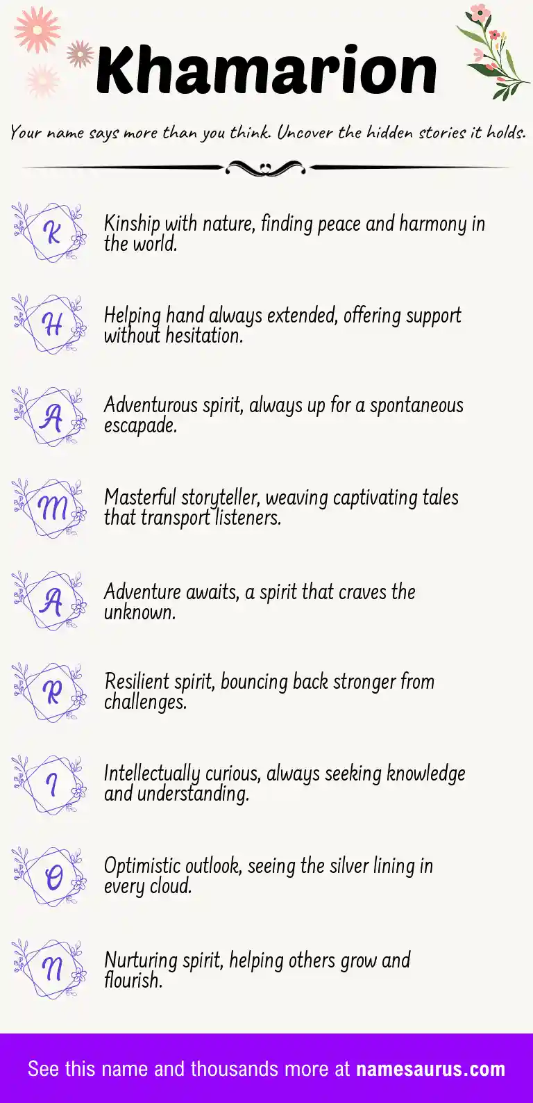 Acrostic poem about Khamarion.