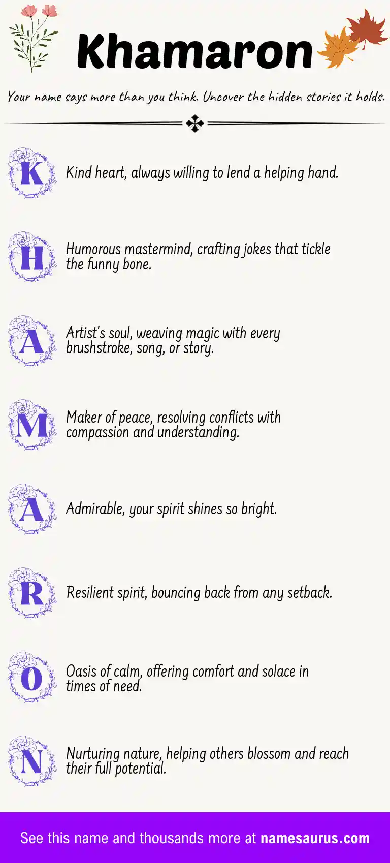 Acrostic poem about Khamaron.