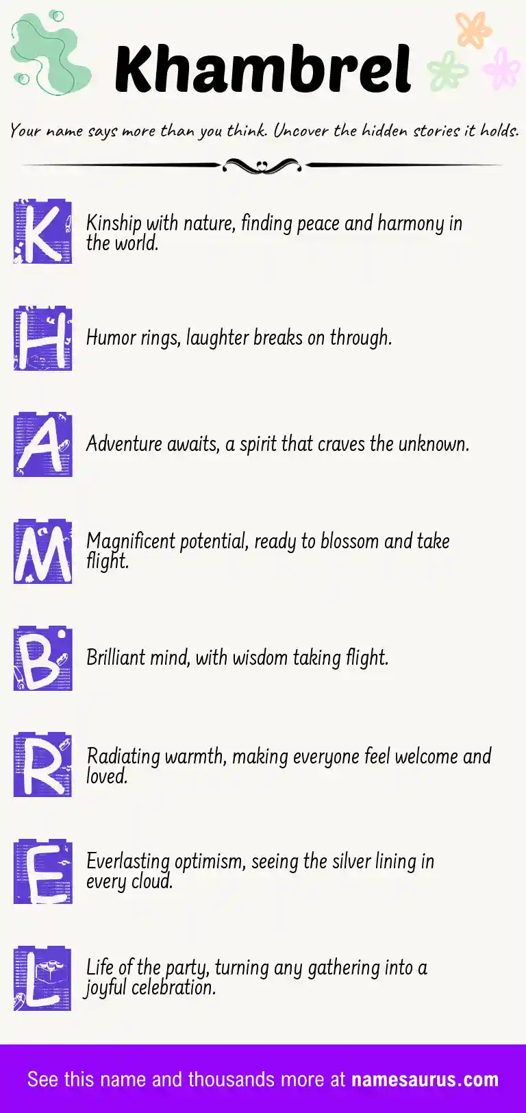 Acrostic poem about Khambrel.