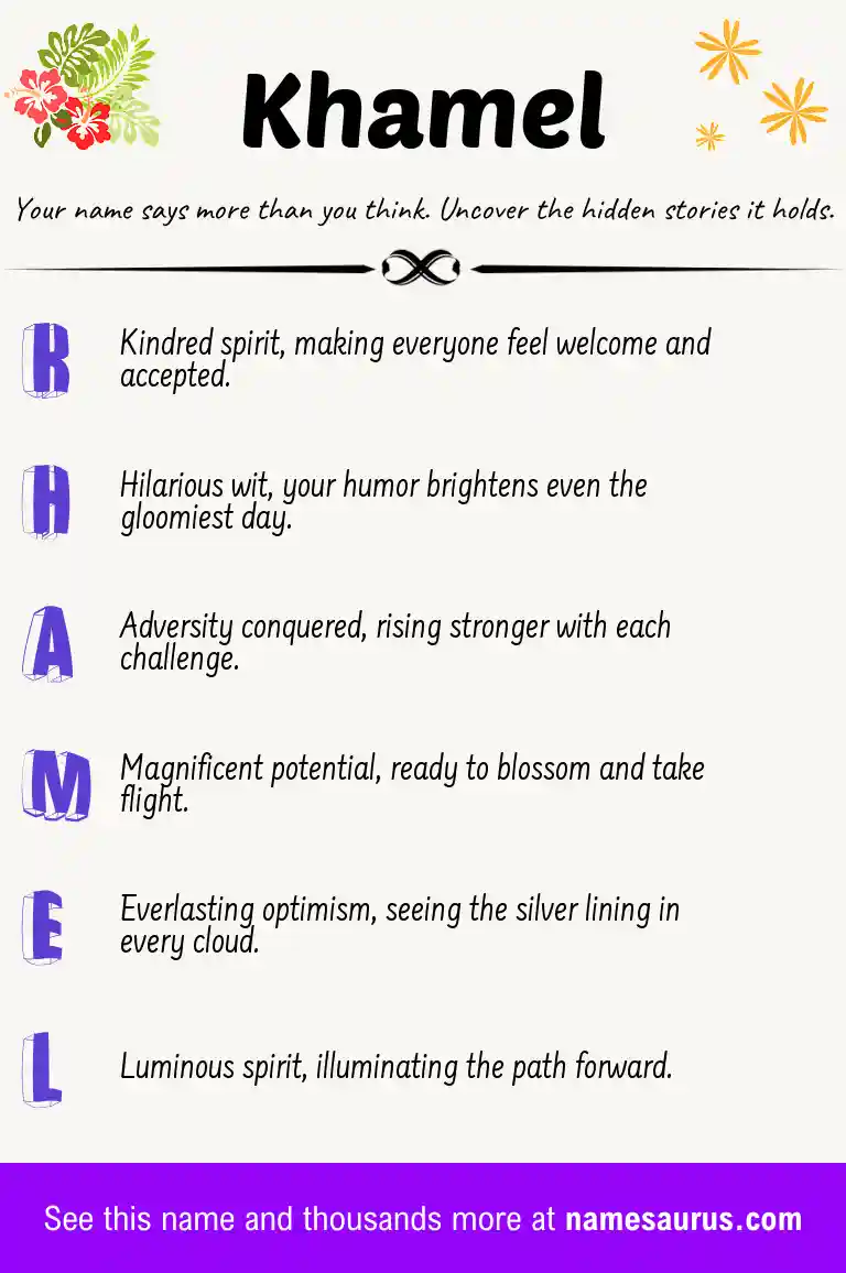 Acrostic poem about Khamel.