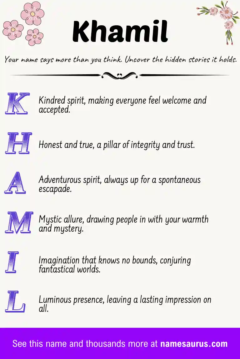 Acrostic poem about Khamil.