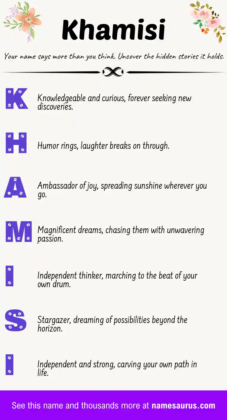 Acrostic poem about Khamisi.