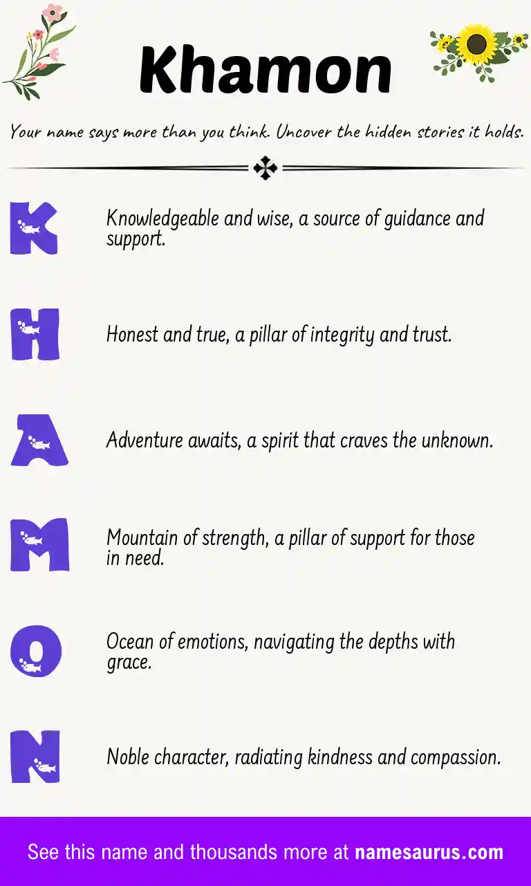 Acrostic poem about Khamon.