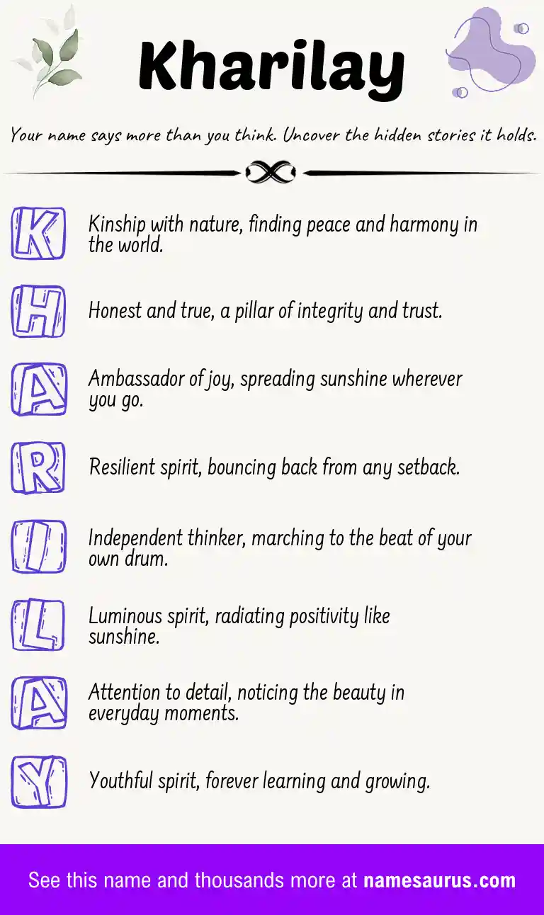 Acrostic poem about Kharilay.