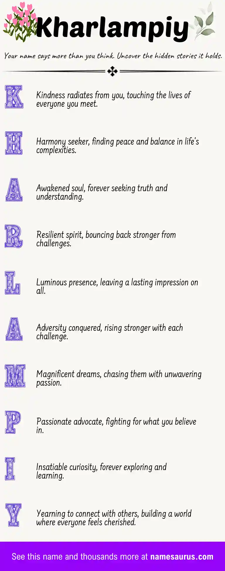 Acrostic poem about Kharlampiy.