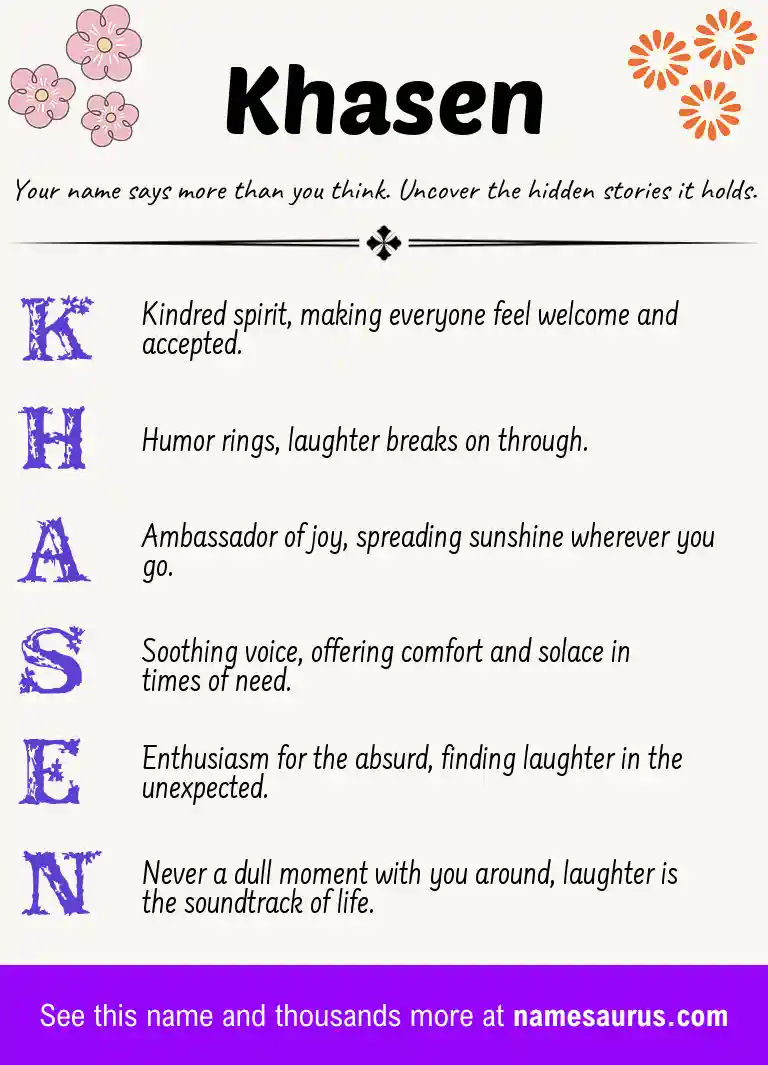 Acrostic poem about Khasen.