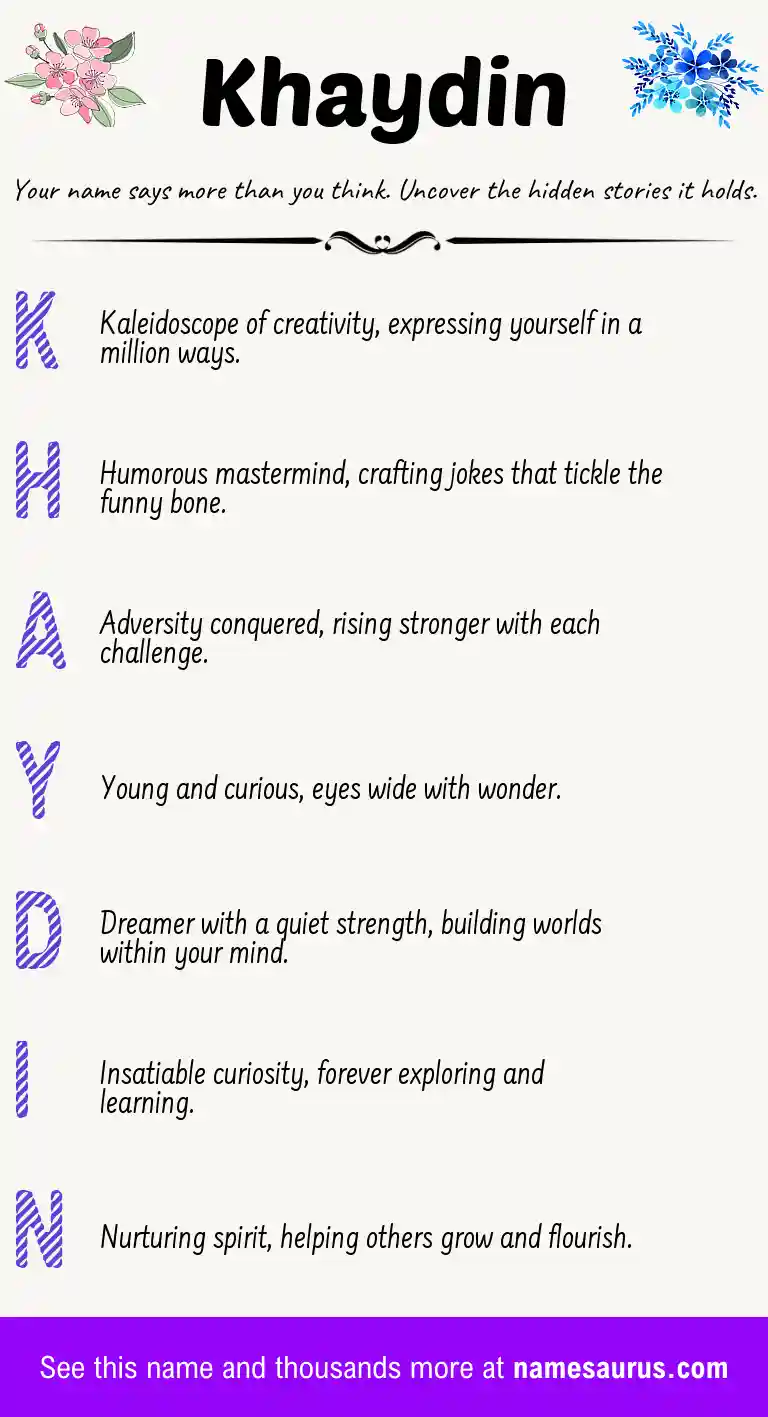 Acrostic poem about Khaydin.