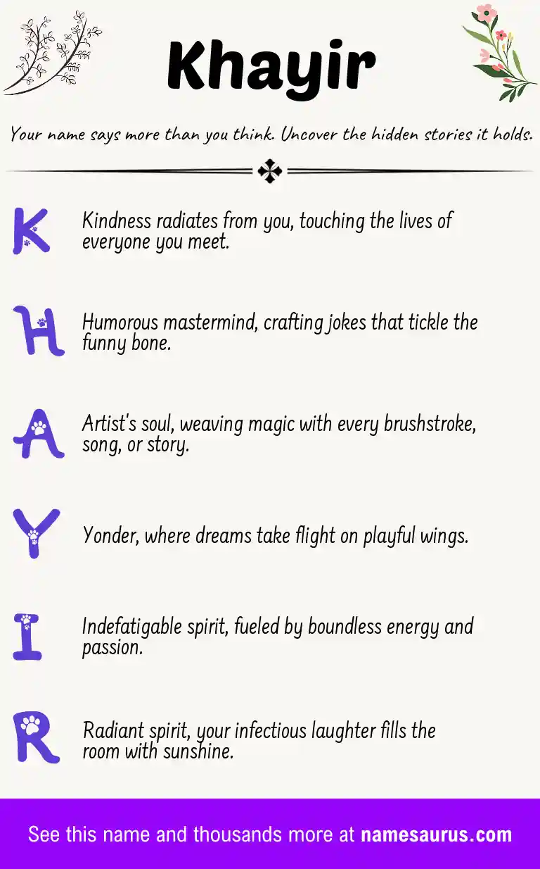 Acrostic poem about Khayir.