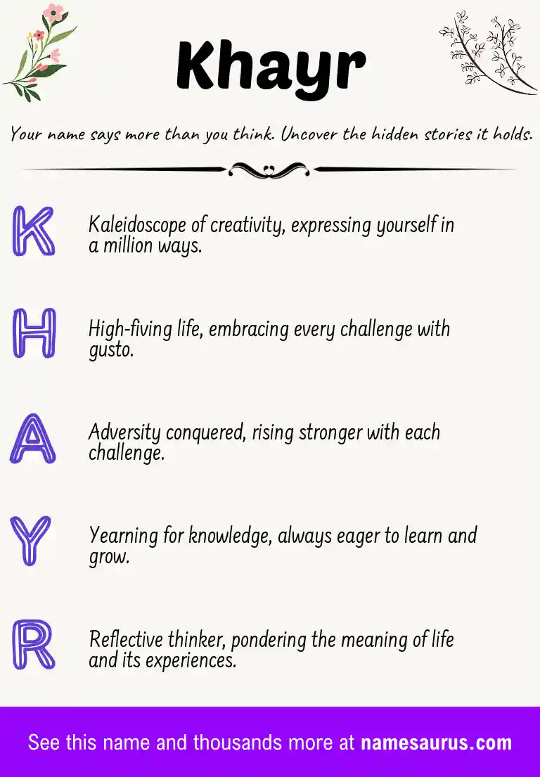 Acrostic poem about Khayr.