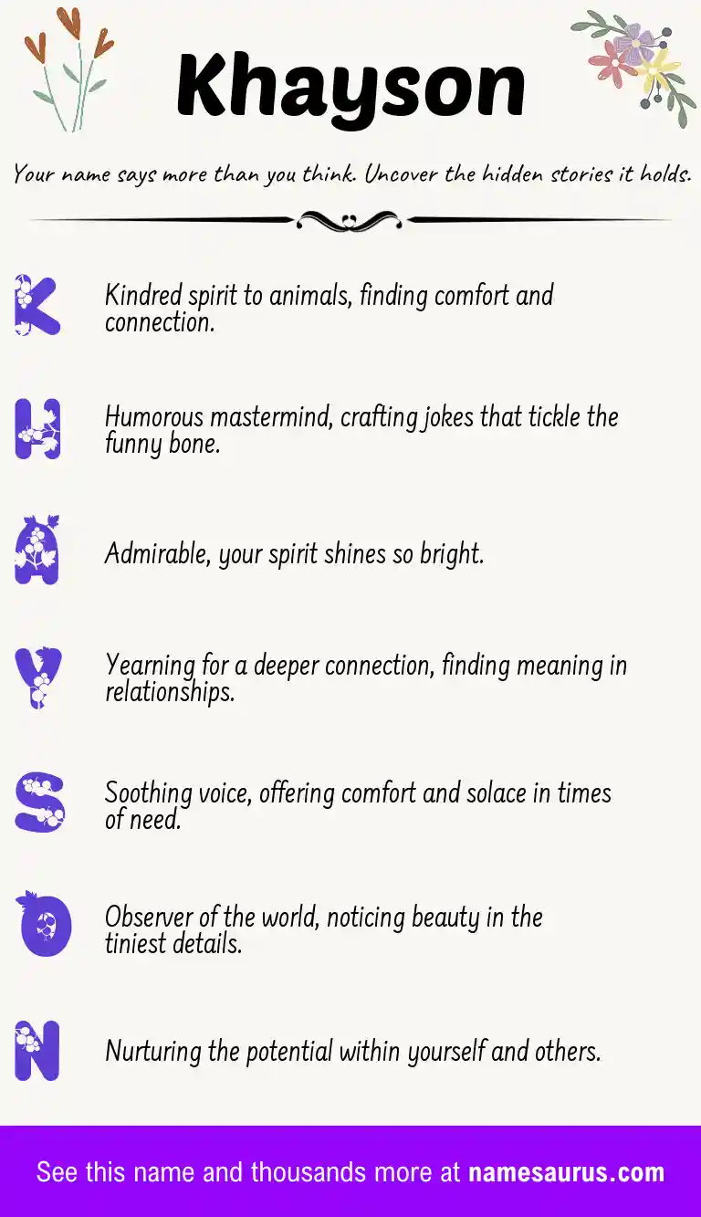 Acrostic poem about Khayson.