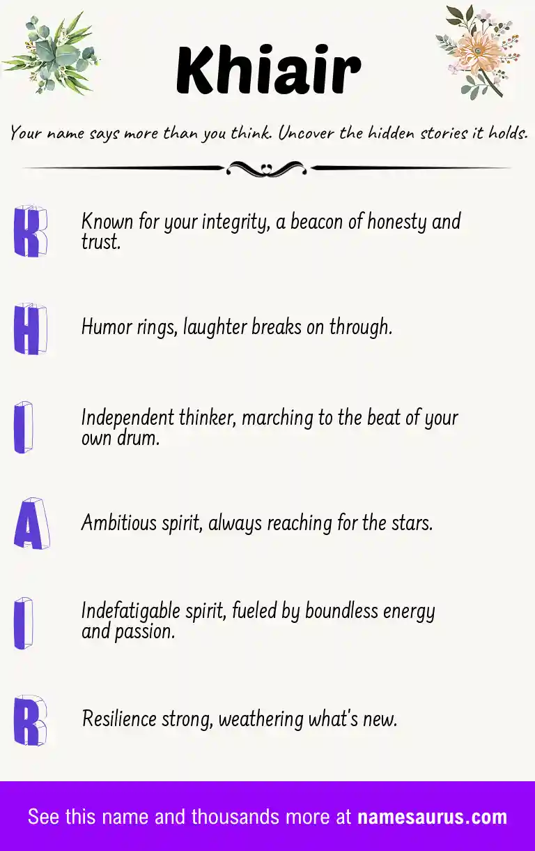 Acrostic poem about Khiair.
