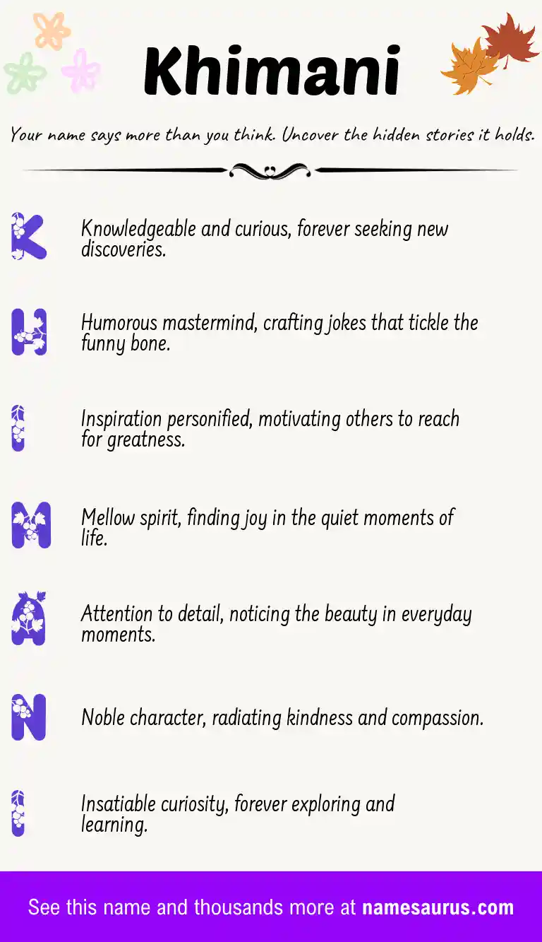 Acrostic poem about Khimani.