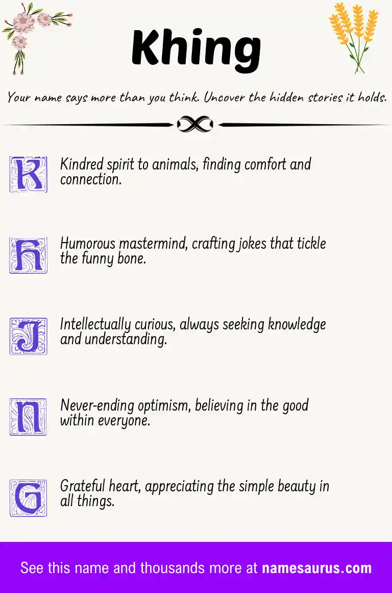 Acrostic poem about Khing.