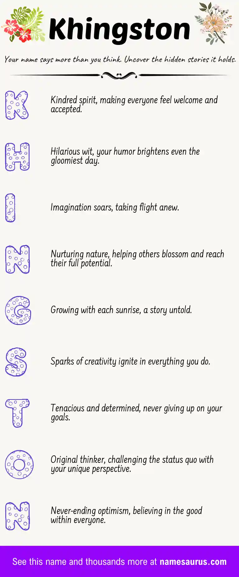 Acrostic poem about Khingston.