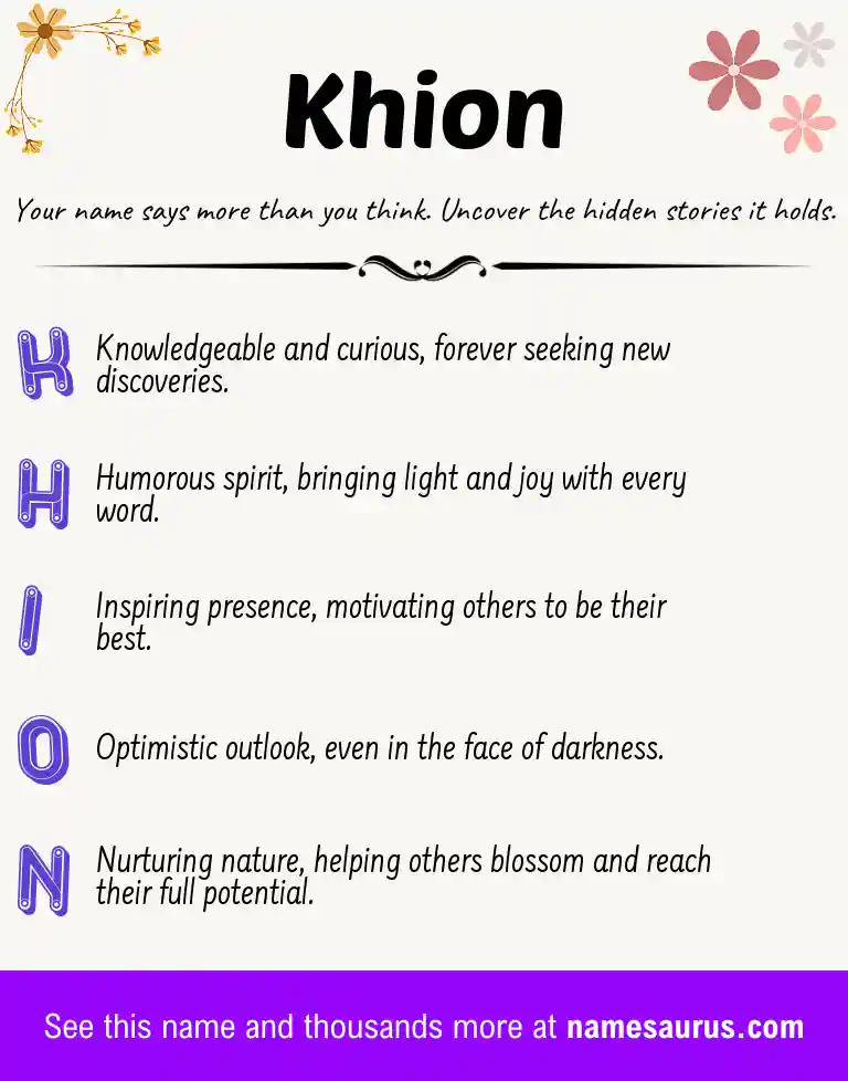 Acrostic poem about Khion.