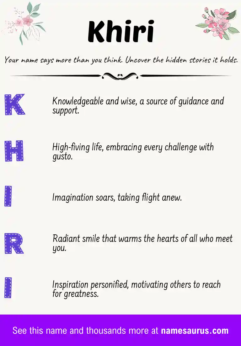 Acrostic poem about Khiri.