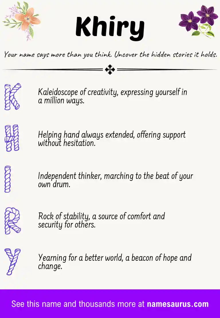 Acrostic poem about Khiry.