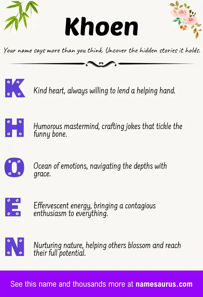 Acrostic poem about Khoen.