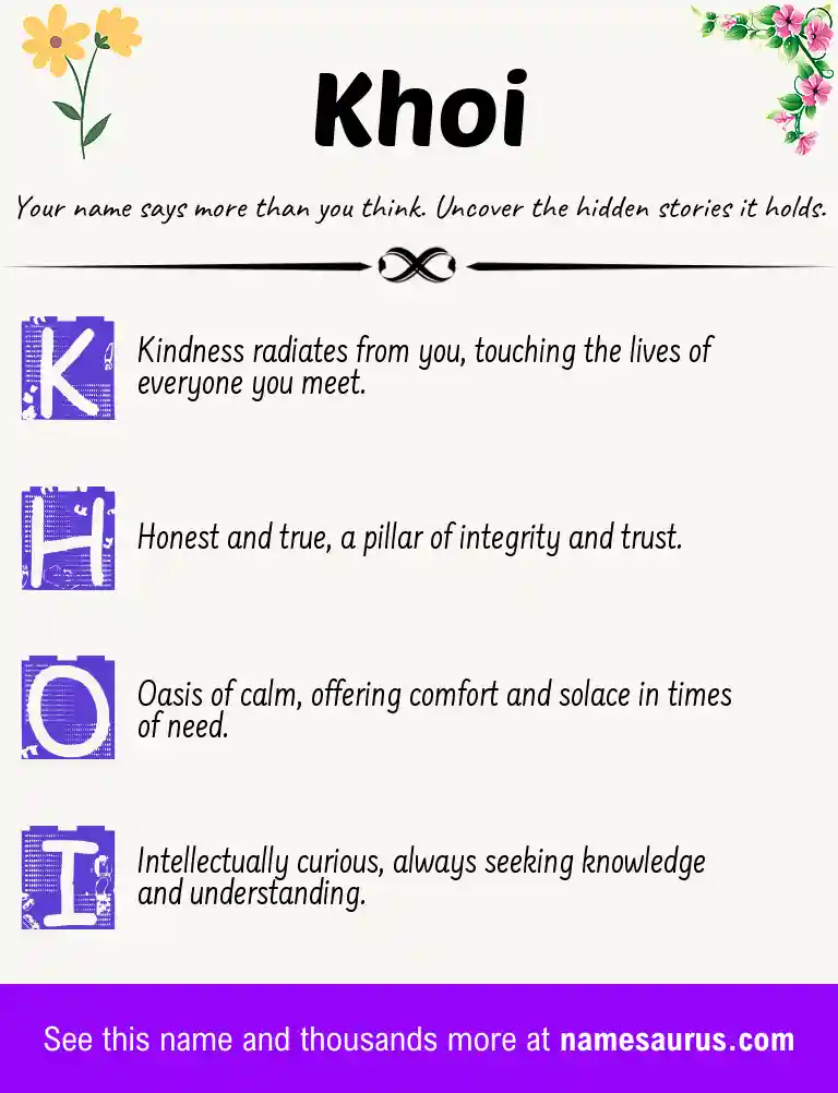 Acrostic poem about Khoi.