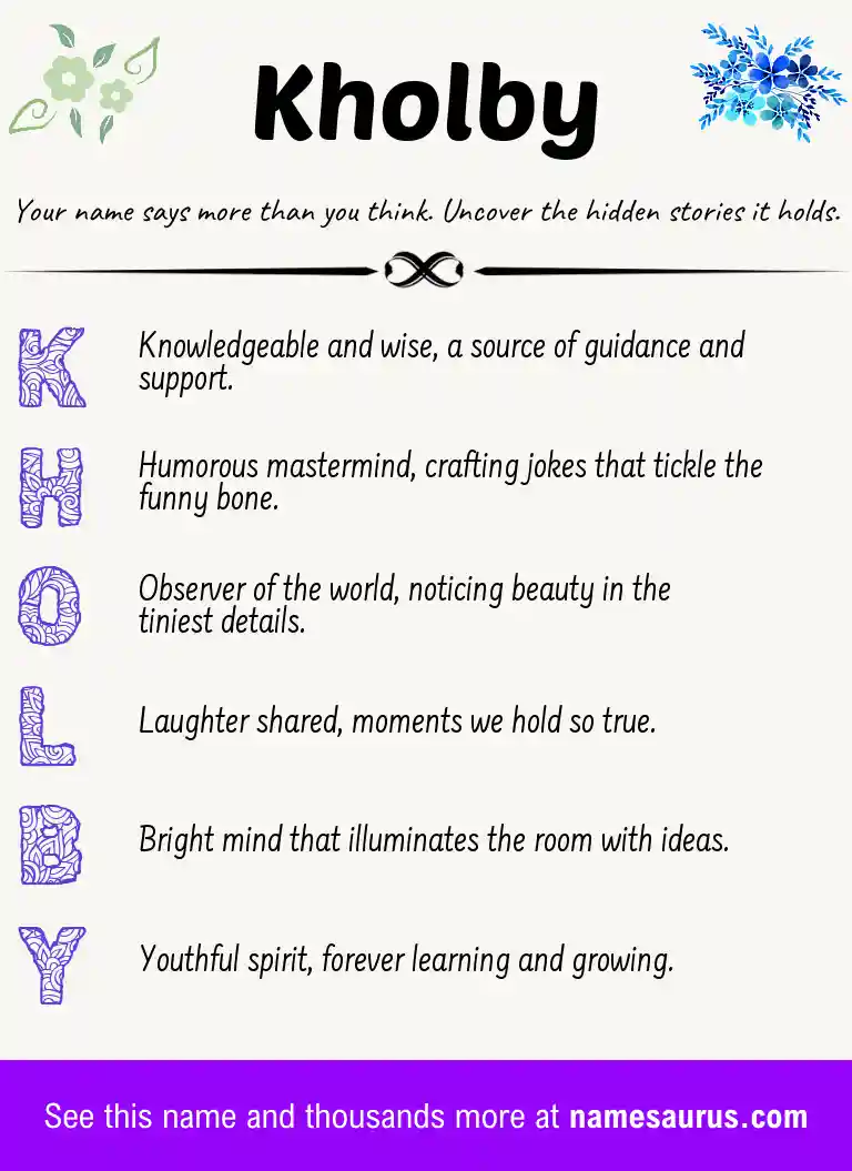 Acrostic poem about Kholby.