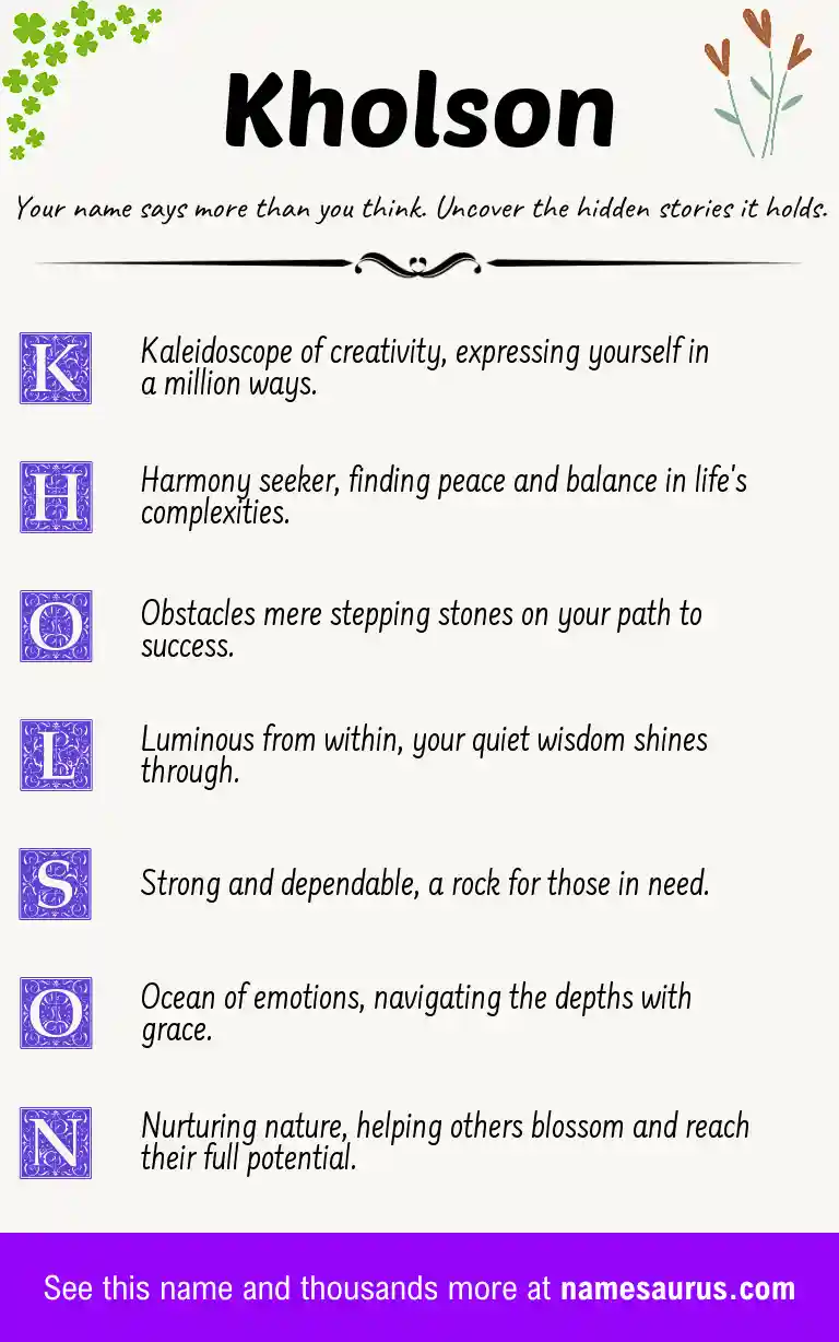 Acrostic poem about Kholson.