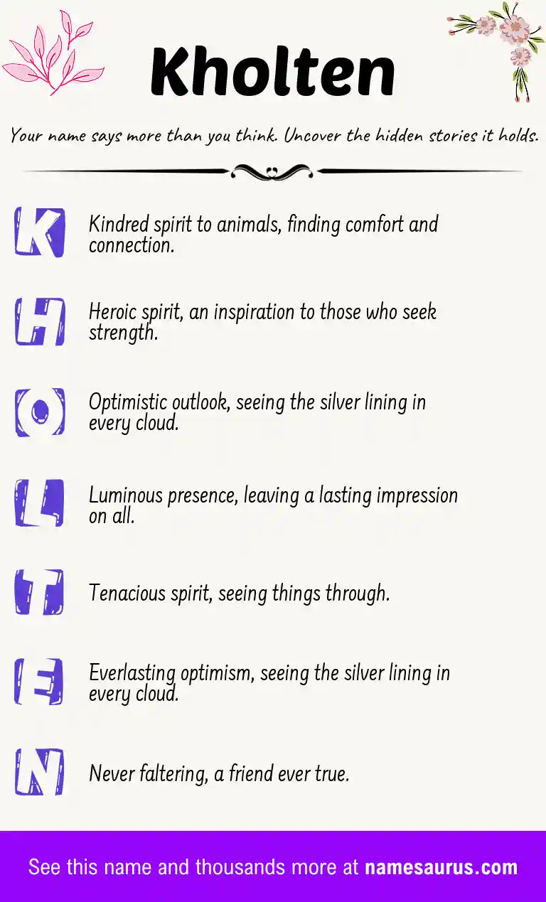Acrostic poem about Kholten.