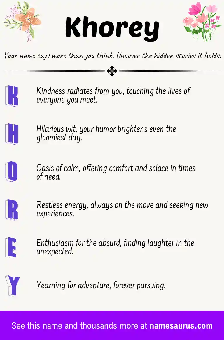 Acrostic poem about Khorey.