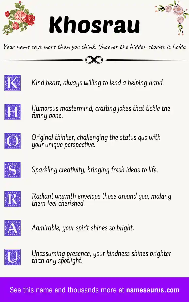 Acrostic poem about Khosrau.