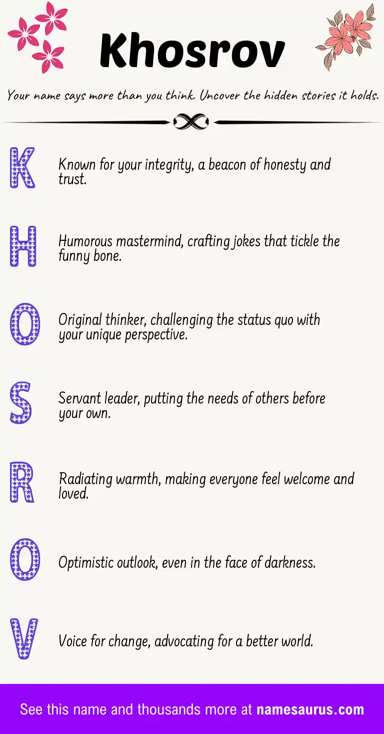 Acrostic poem about Khosrov.