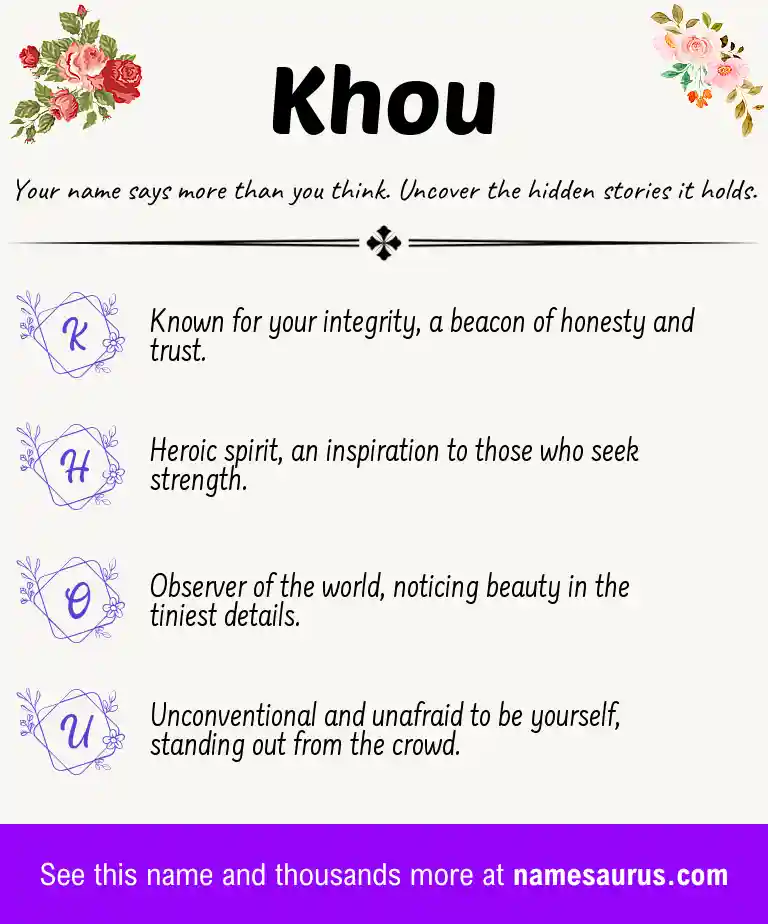 Acrostic poem about Khou.
