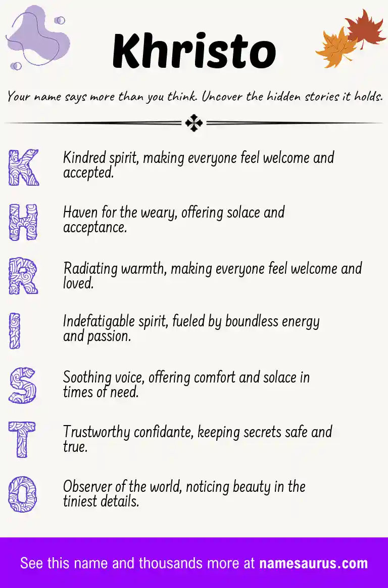 Acrostic poem about Khristo.
